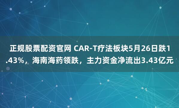 正规股票配资官网 CAR-T疗法板块5月26日跌1.43%，海南海药领跌，主力资金净流出3.43亿元
